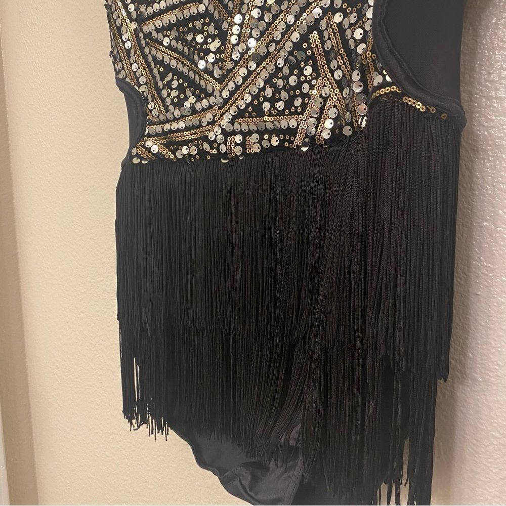WEISSMAN Dance Costume flapper fringe Plain Fancy
13567 black gold SA-Small adul - Picture 6 of 13